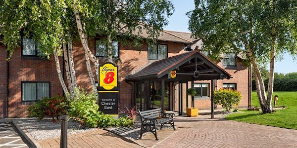 Exterior shot of the Super 8 by Wyndham Chester hotel, a hotel in Chester, Cheshire